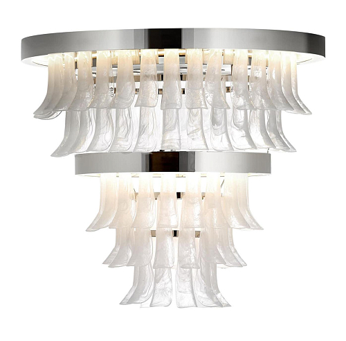 Polierter Nickel und Murano-Glas-Kronleuchter