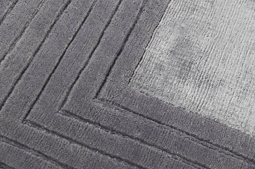 Handgeknüpfter Grau Gerahmt Teppich