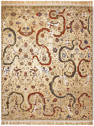 Tabriz Reverse Original auf Kaiser‑Gelb Teppich