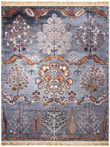 Mughal Reverse Original auf Anthrazit Teppich