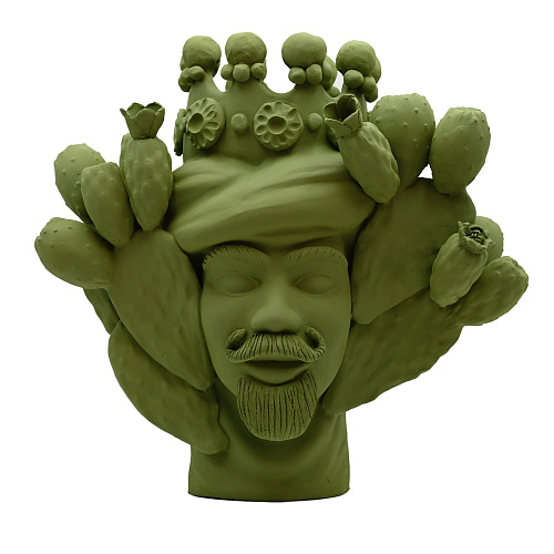 Maure‑Kopf grün handgefertigte Skulptur