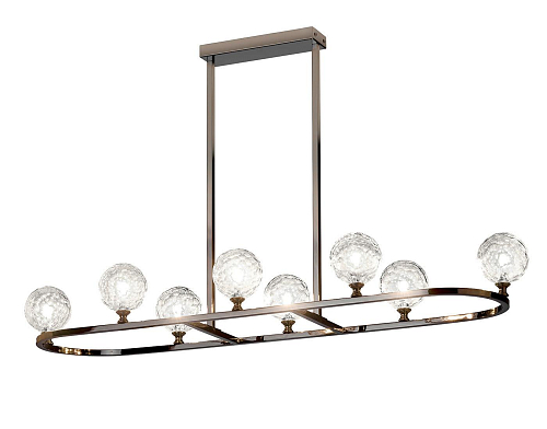 Schwarznickel-Kronleuchter mit Honig-Pyrex-Kugeln