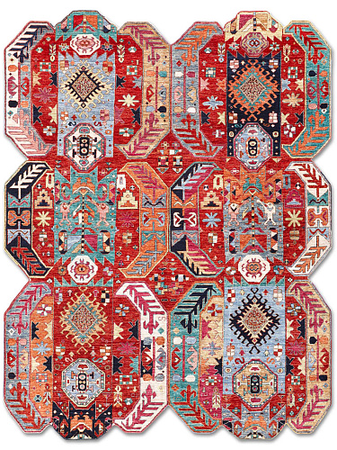 Multishape Color auf Rot 250 × 300 cm Teppich