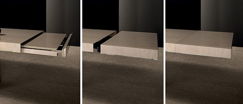 Leder‑Holz­ausziehbarer Tisch