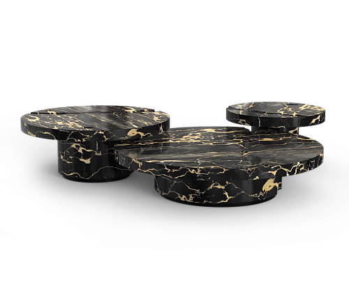 Dominion Portoro Marmor 3‑teiliges Mitteltisch‑Set