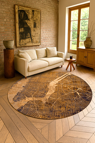 Gatsby Gold 9315 Runder Teppich