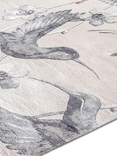 Hummingbirds Silver auf Grau Teppich