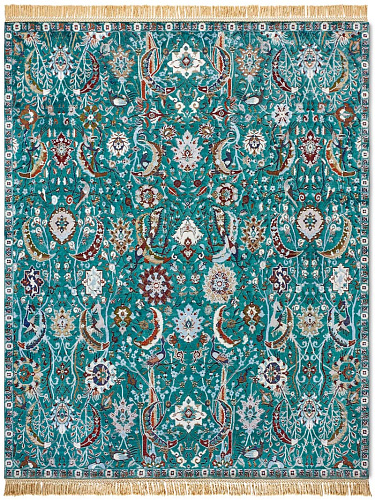 Kerman Reverse Original auf Mitternachtsgrün Teppich