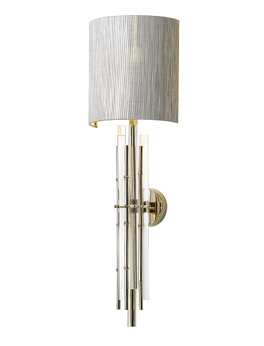 Bambus Glas-Wandleuchte mit Stoffschirm