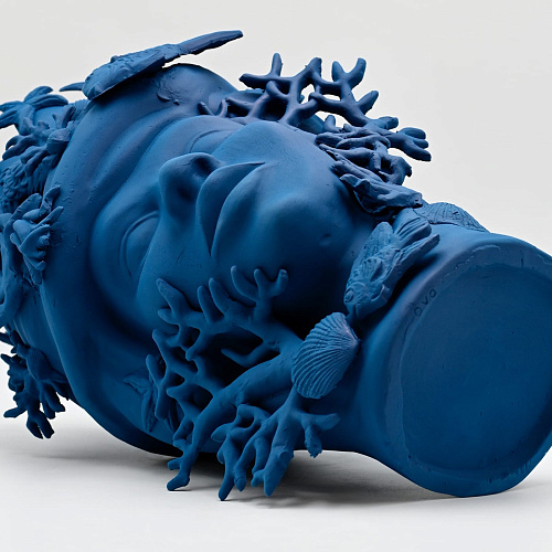 Maure‑Kopf royalblau handgefertigte Skulptur