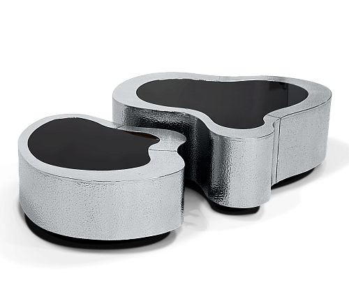 Crest Hammerschlag‑Edelstahl Couchtisch‑Set