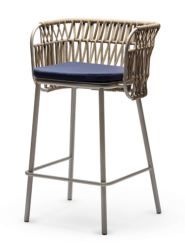 Jujube SG-Int Beige/Blauer Outdoor-Barstuhl