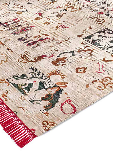 Dragon Bordeaux auf Creme mit fetten Linien Teppich