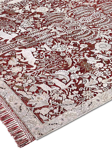 Gold auf Rot‑Mix Teppich