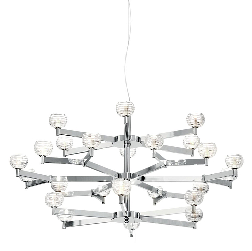 Art-Déco Nickel Kristall-Kronleuchter