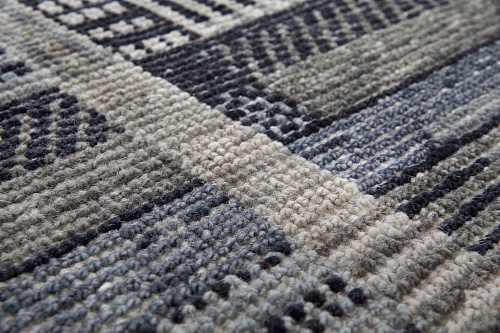 Handgeknüpfter Türkisch Kariert Grauer Teppich