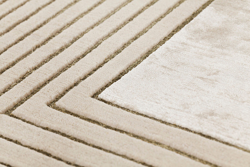 Handgeknüpfter Beige Gerahmt Teppich