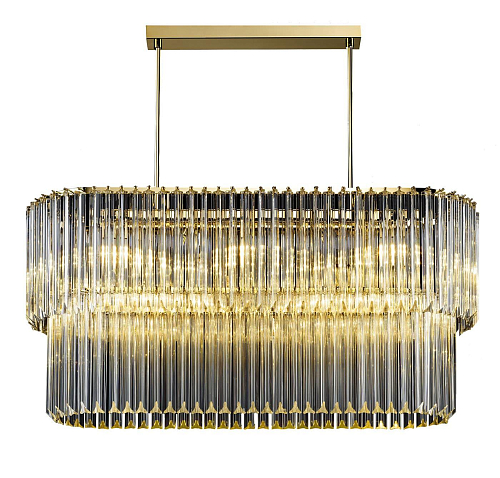 Ovaler Antikgold-Kronleuchter mit klarem Triedro-Glas