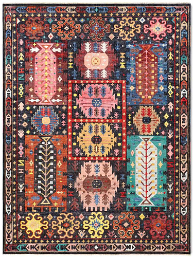 Flatweave Original auf Natur‑Schwarz Teppich