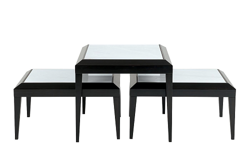 3er-Set Couchtische aus Marmor