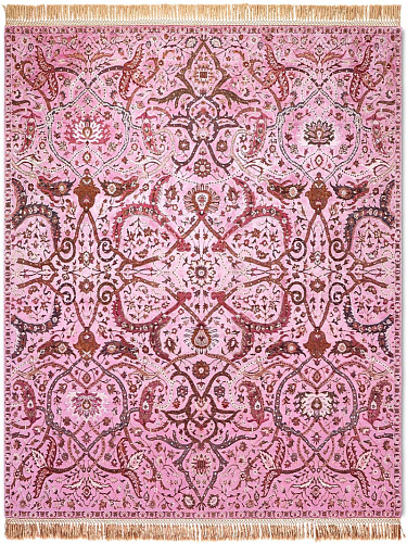 Heriz Reverse Original auf Hellrosa Teppich