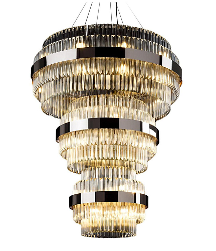 Polierter Nickel Runder Kronleuchter mit Triedro-Glas
