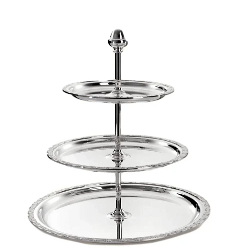 Exquisite dreistufige versilberte Etagère für Kuchen