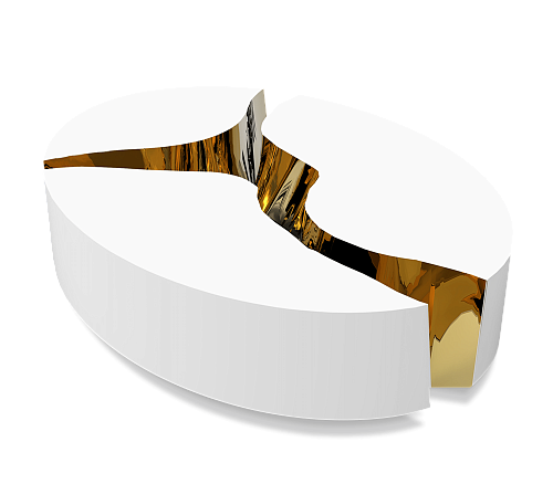 Fissure Ovaler Weißer Couchtisch