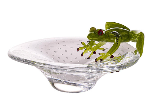 Glasschale mit Frosch
