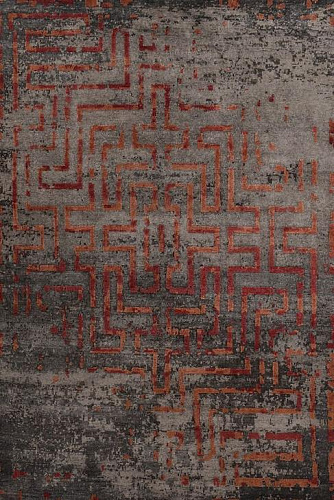 Handgeknüpfter Bambusseide Indischer Abstrakter Teppich