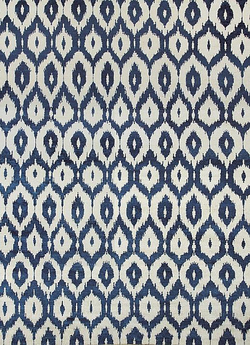 Ikat Handgeknüpft Wolle Blau Teppich