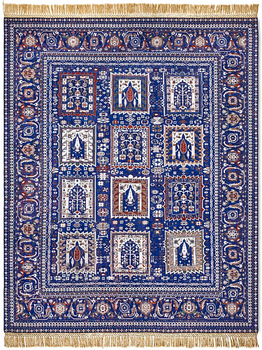 Mughal Garden Reverse Original auf Mitternachtsblau Teppich